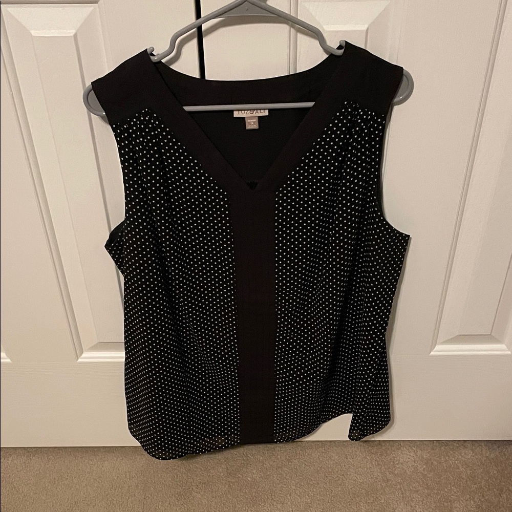 Roz & Ali Women's Black/White Polka Dot Sleeveless Blouse Size 1X (Good)